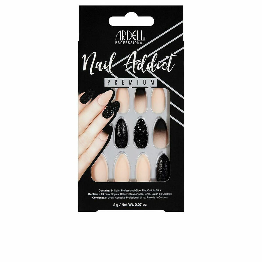 Falsche Nägel Ardell Nail Addict Black Stud & Pink Ombre (24 pcs)