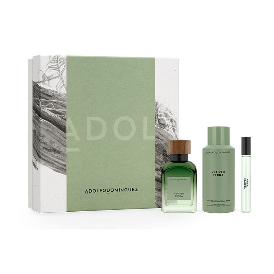 Set mit Herrenparfüm Adolfo Dominguez Vetiver Terra 4 Stücke