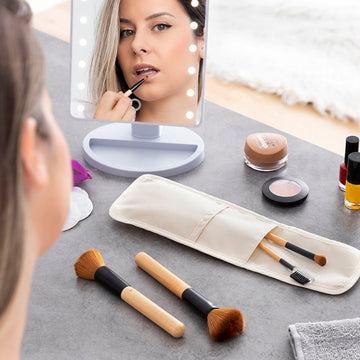 Set med makeup-borstar i trä med bärväska Miset InnovaGoods 5 antal